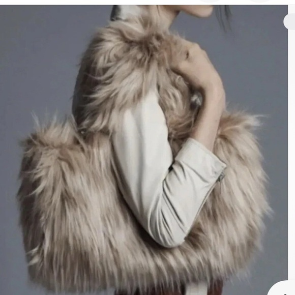 Urban Outfitters Cream and Tan Faux Fur bag  NEW - Picture 1 of 6